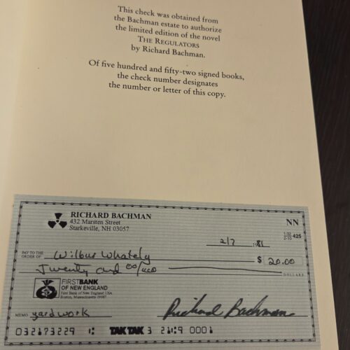 Stephen King as Richard Bachman The Regulators Letter NN