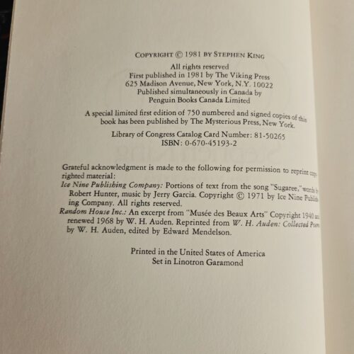 Stephen King CUJO First Edition / First Printing