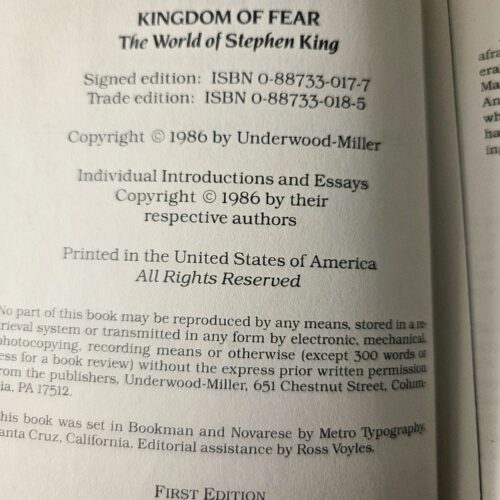 Kingdom of Fear: The World of Stephen King — Uncorrected Proof / Pre‑Publication Edition